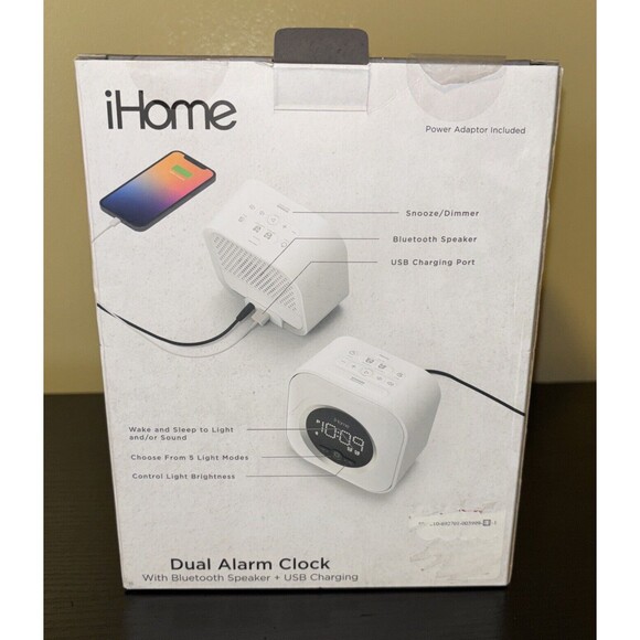 iHome iBT395W Dual Alarm Clock Bluetooth Speaker USB Charging color Changing NEW - Picture 3 of 7